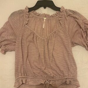 Free People Ruffled Mauve Top